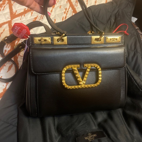 Valentino Handbags - Rockstud Alcove Micro Grainy Leather Satchel- Valentino